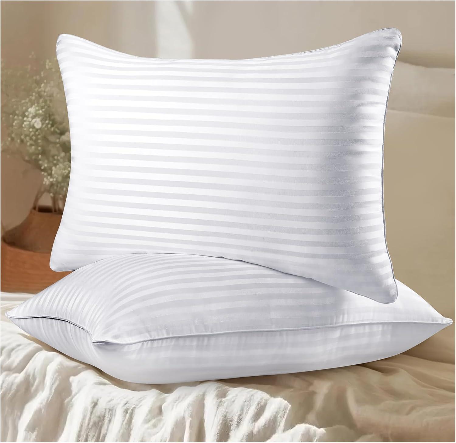 Hotel Collection Bed Pillows For Sleeping, Bed Pillows Queen Size Set Of 2,Gusseted Pillow For Back, Stomach Or Side Sleepers
