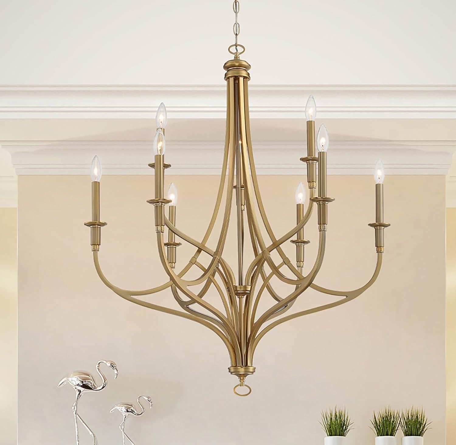 Minka Lavery Brushed Honey Gold Chandelier 34" Wide Modern 9-Light Fixture for Dining Room House Foyer Kitchen Entryway Bedroom