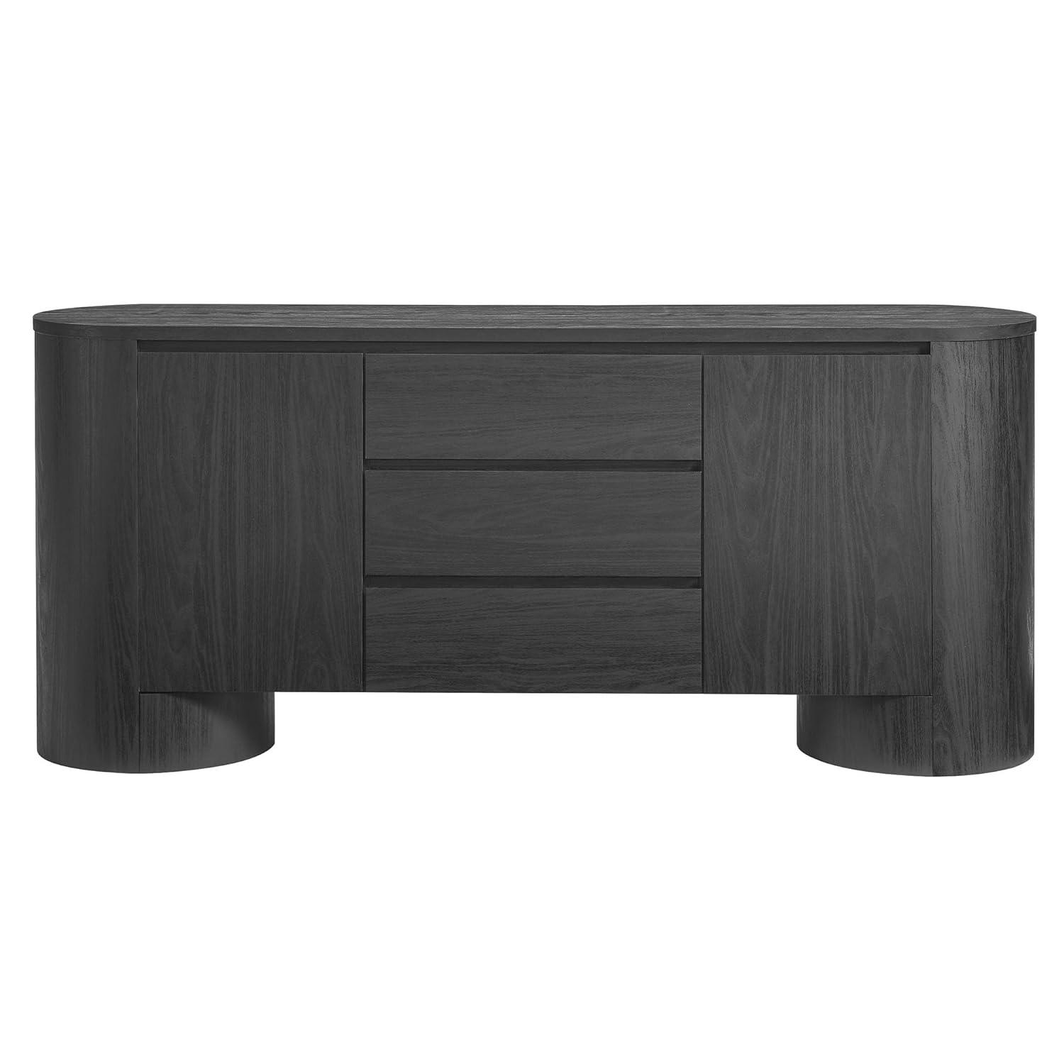 Modway Duval 71" Rounded Sideboard Storage Cabinet in Black