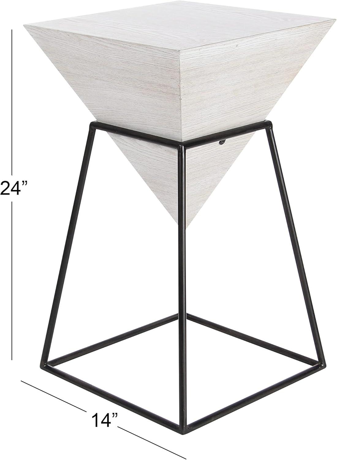 Geometric Accent Table White - Olivia & May: Modern Triangle Side Table, Metal Frame, Wood Top