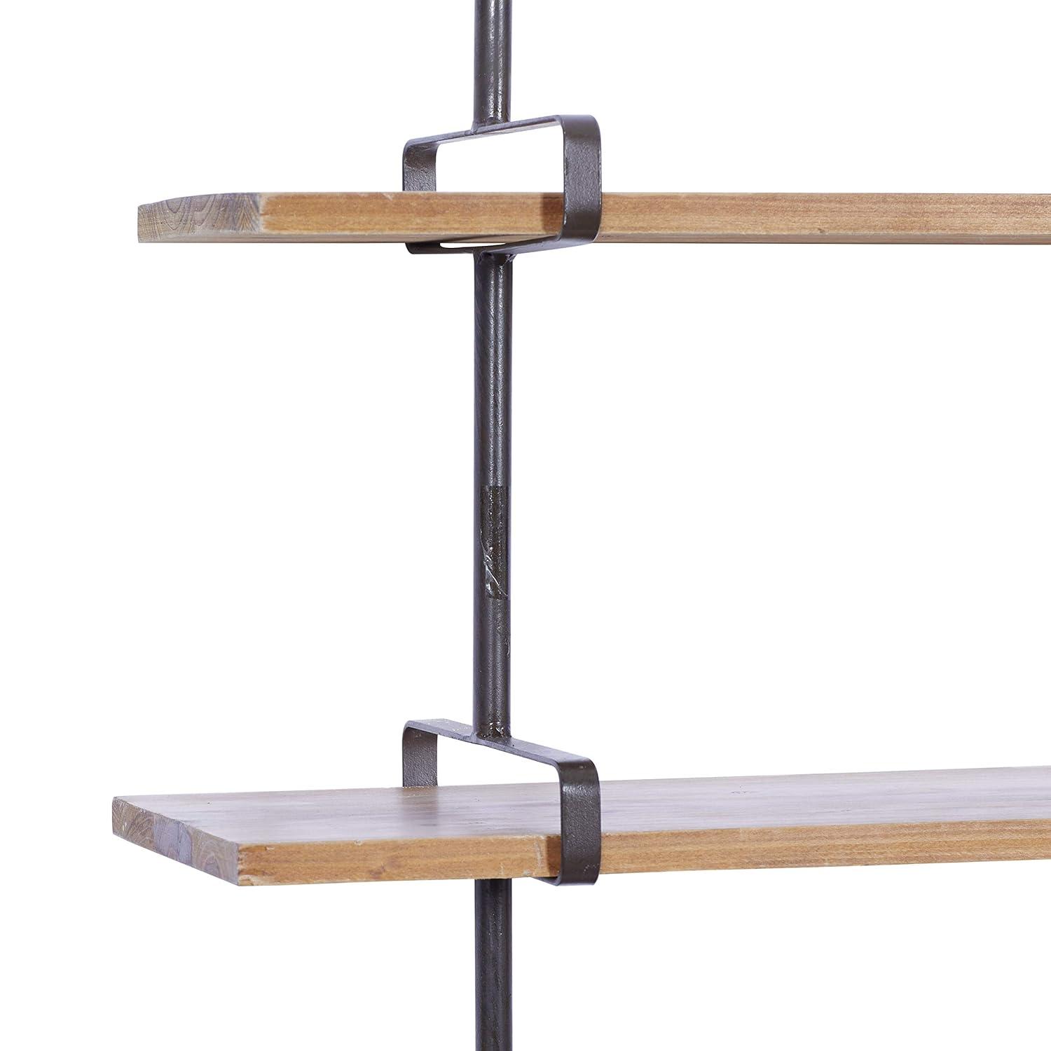 Wood 3 Level Wall Shelf with Metal Brackets