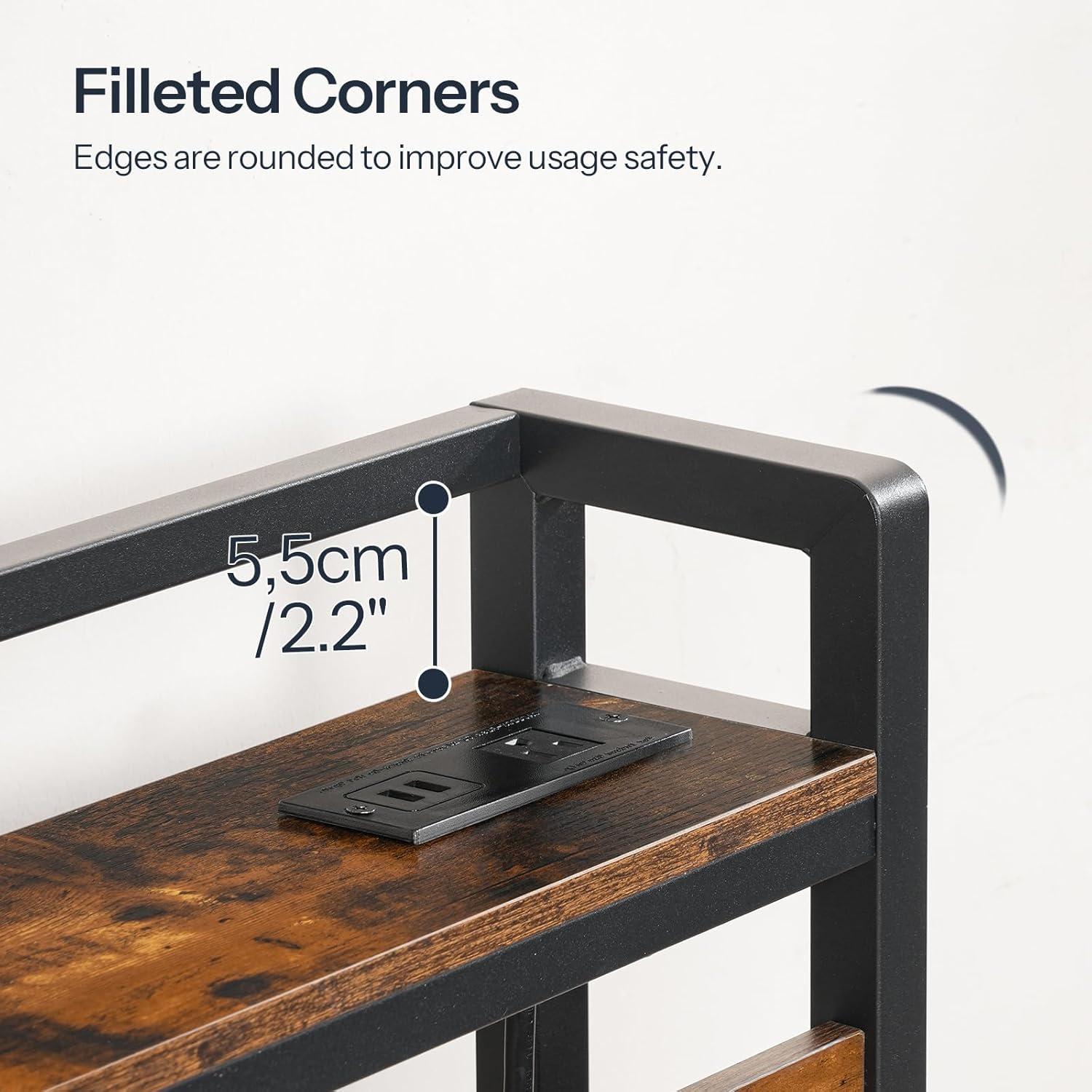 Full Size Headboard, Headboard with 2 Outlets, LED Lights and USB Ports, Adjustable Height, Storage Rack, Sturdy and Stable, Easy Assembly