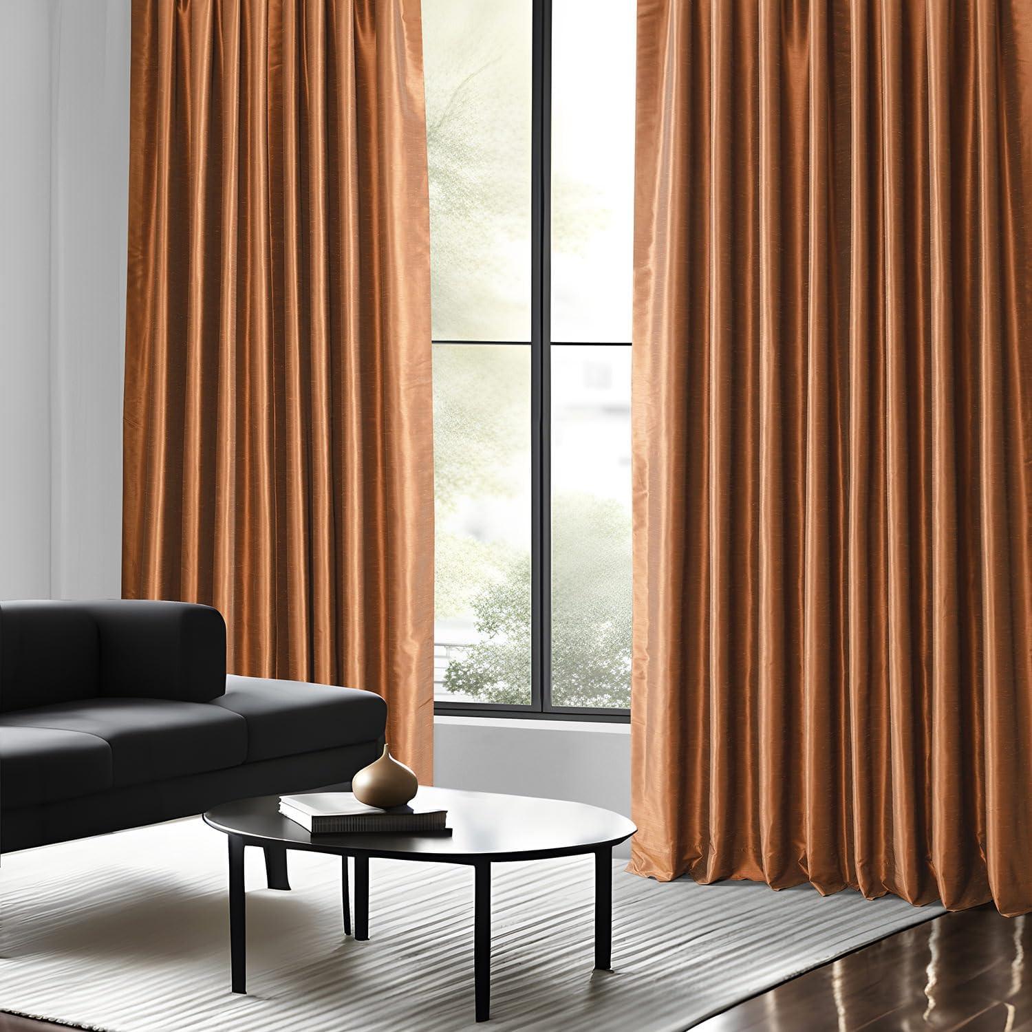 Half Price Drapes Copper Kettle Faux Dupioni Silk Blackout Curtains for Bedrooms (1 Panel),50WX 96L