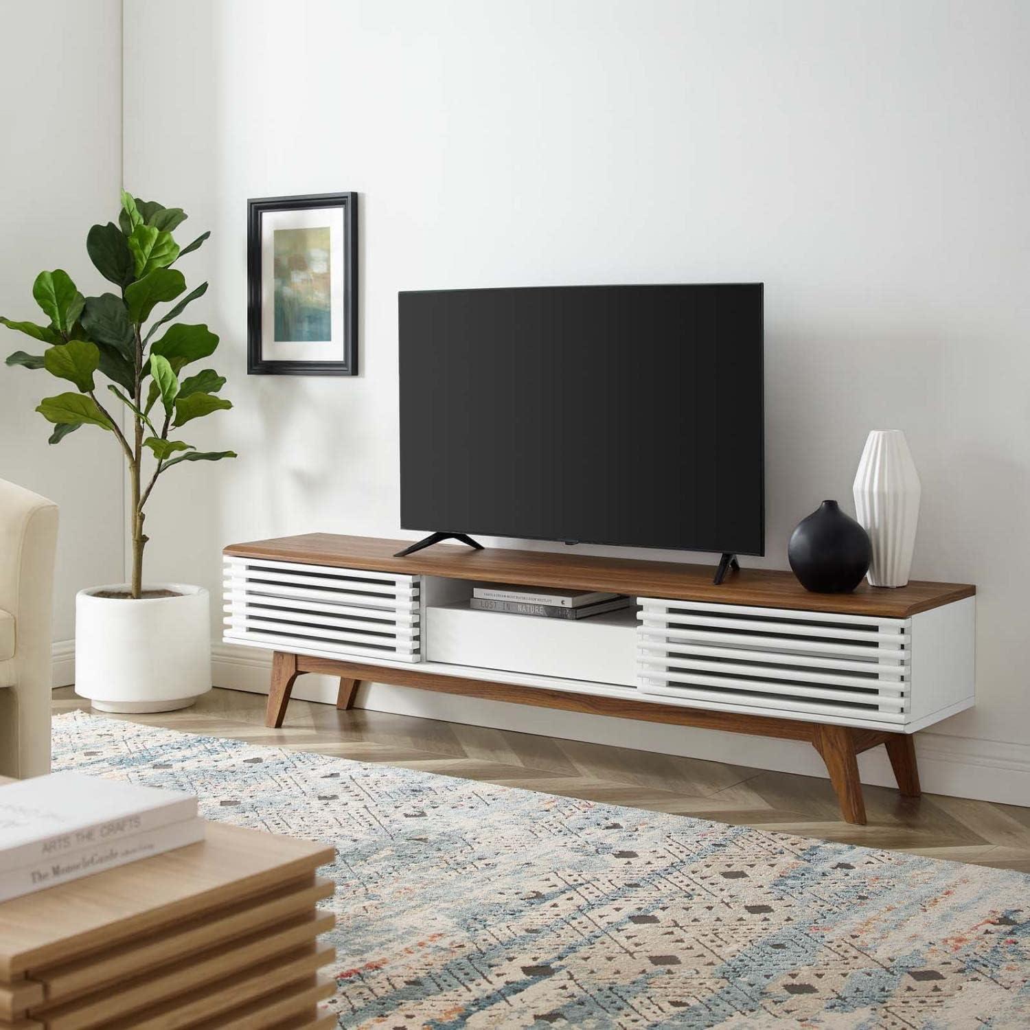 Render 70" TV Stand Walnut White