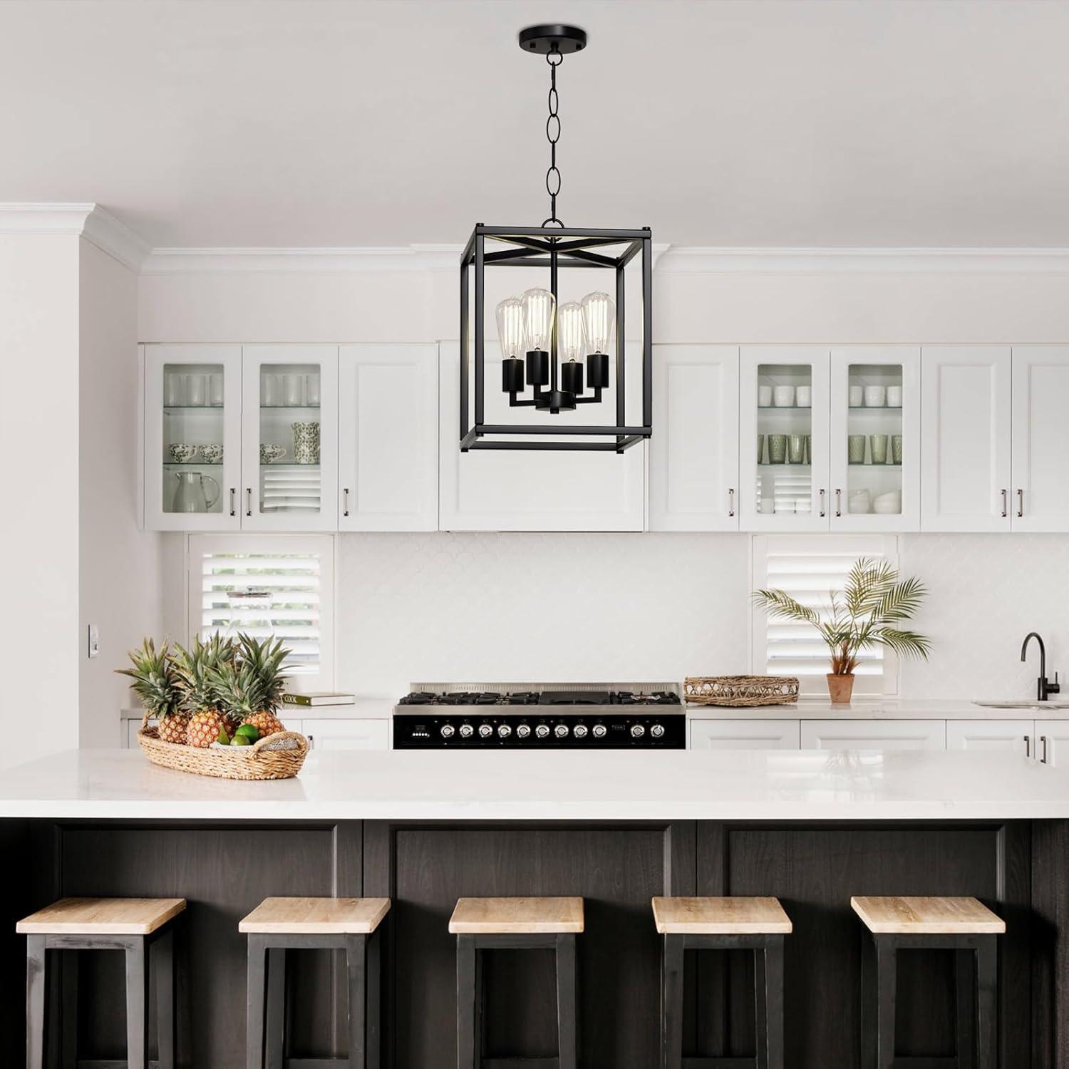 17 Stories Keya 4 - Light Iron Dimmable Lantern Geometric Chandelier