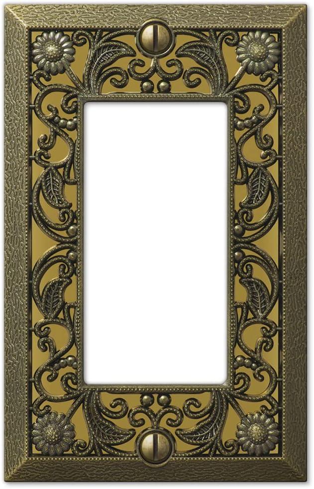 Amerelle 65RAB Placa de Pared de Filigrana, 1 Balancín GFCI, Metal Fundido, Latón Antiguo, 1 Paquete