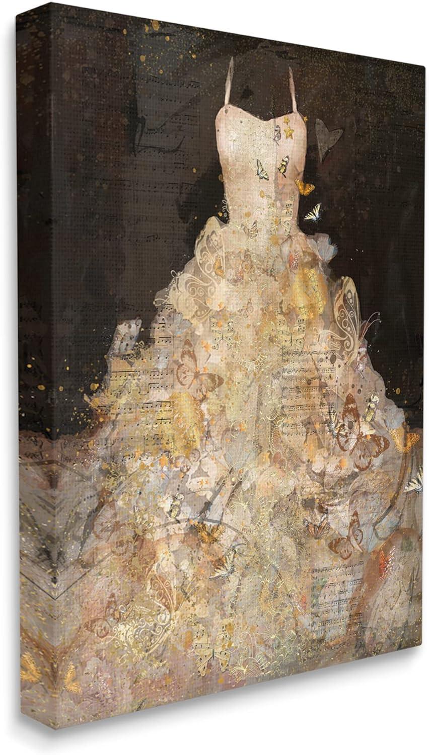 Stupell Industries Detailed Evening Gown Dress Text Collage Butterflies by Marta Wiley - Graphic Art