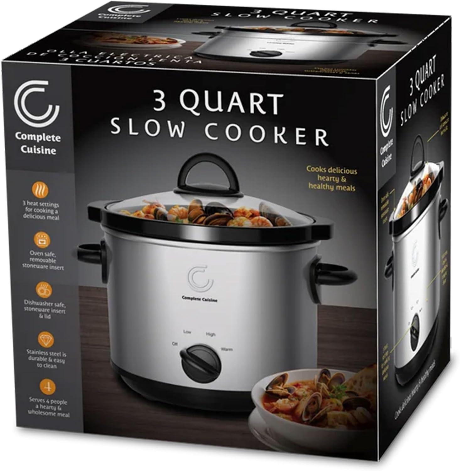 Complete Cuisine CC-3000-SL 3-Quart Round Stainless-Steel Slow Cooker
