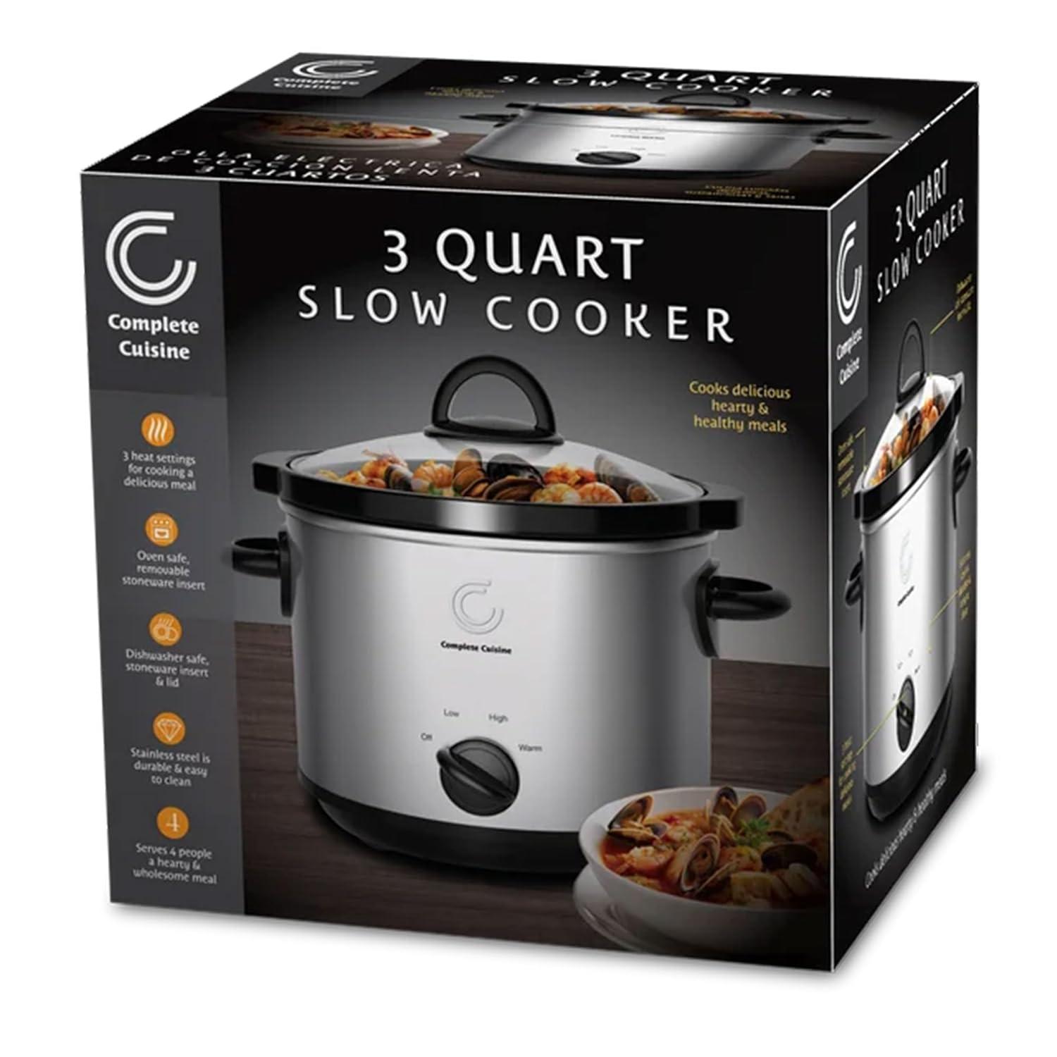 Complete Cuisine CC-3000-SL 3-Quart Round Stainless-Steel Slow Cooker