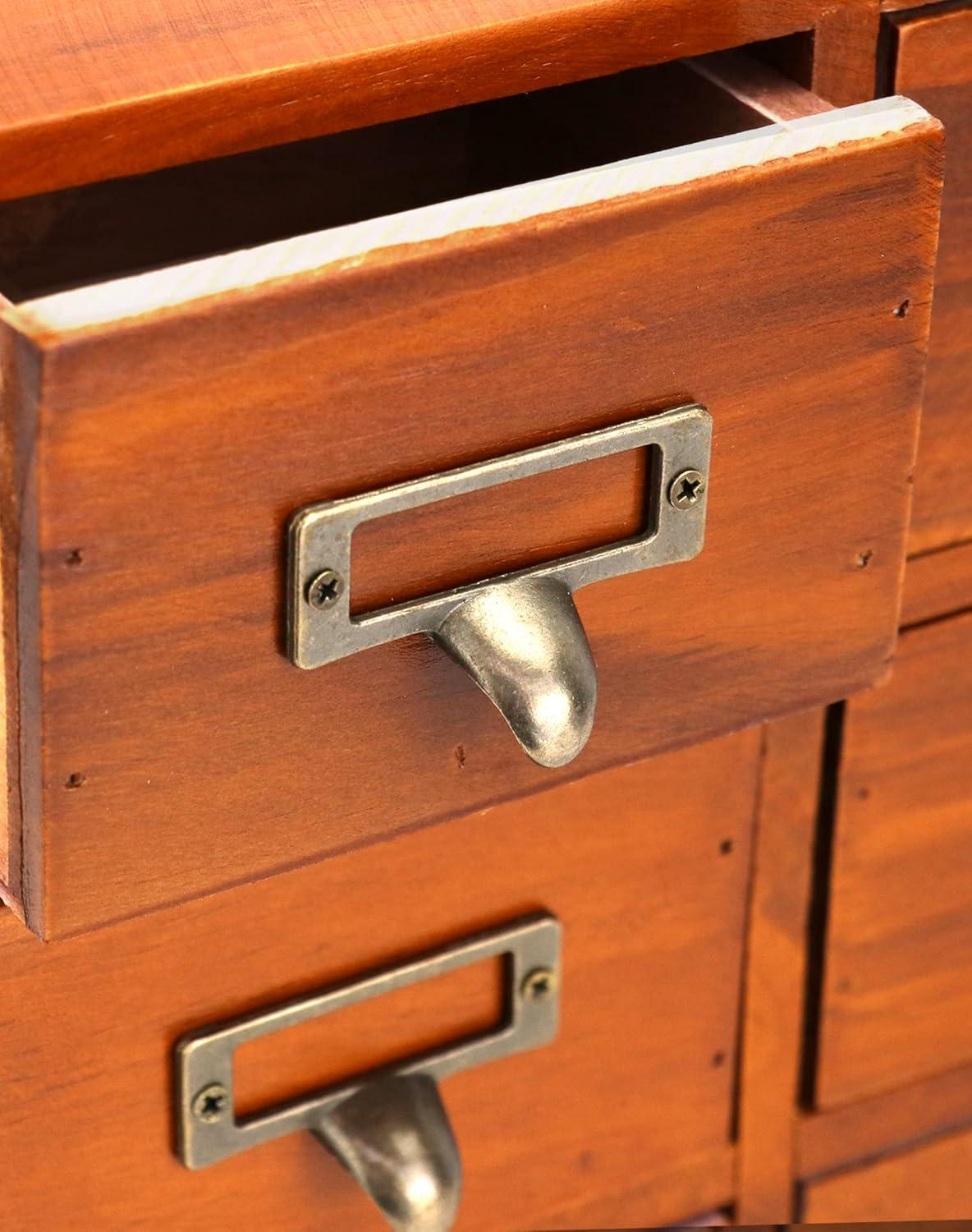 Vintage Dark Brown Wooden Apothecary Cabinet with 9 Drawers