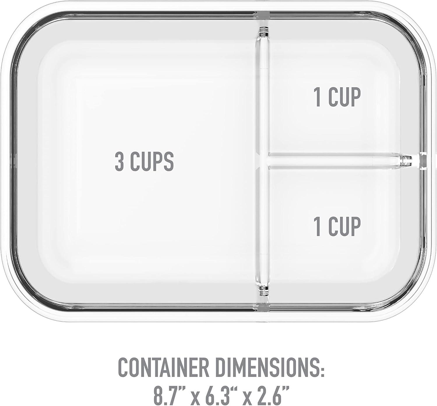 Bentgo 41oz Glass Leak-proof Lunch Box with Plastic Lid - Gray: BPA-Free Food Storage, Stain & Odor-Resistant, Dishwasher Safe