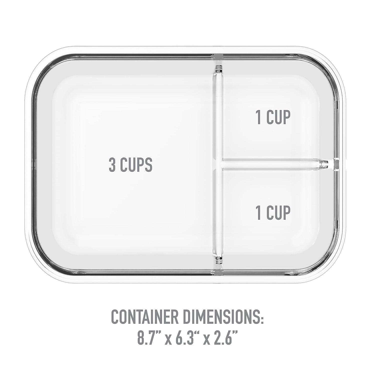 Bentgo 41oz Glass Leak-proof Lunch Box with Plastic Lid - Gray: Food Storage, Stain & Odor-Resistant, Dishwasher Safe