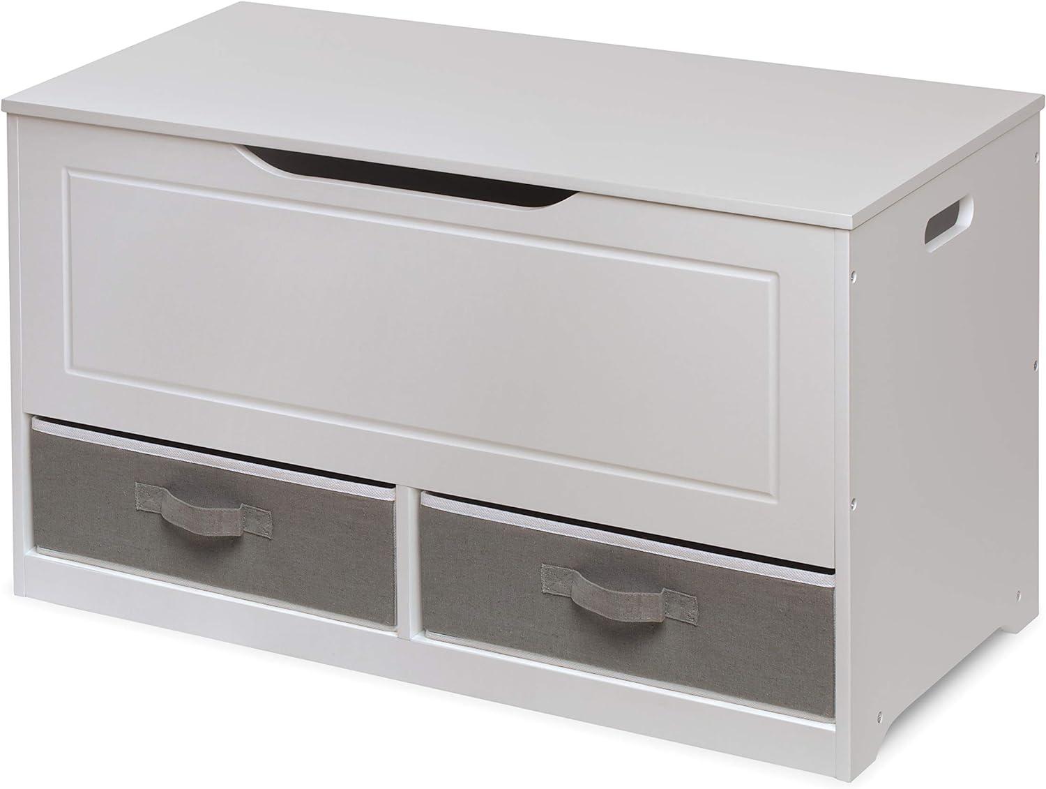 Badger Basket Up and Down Toy and Storage Box and Bench with Two Baskets - White