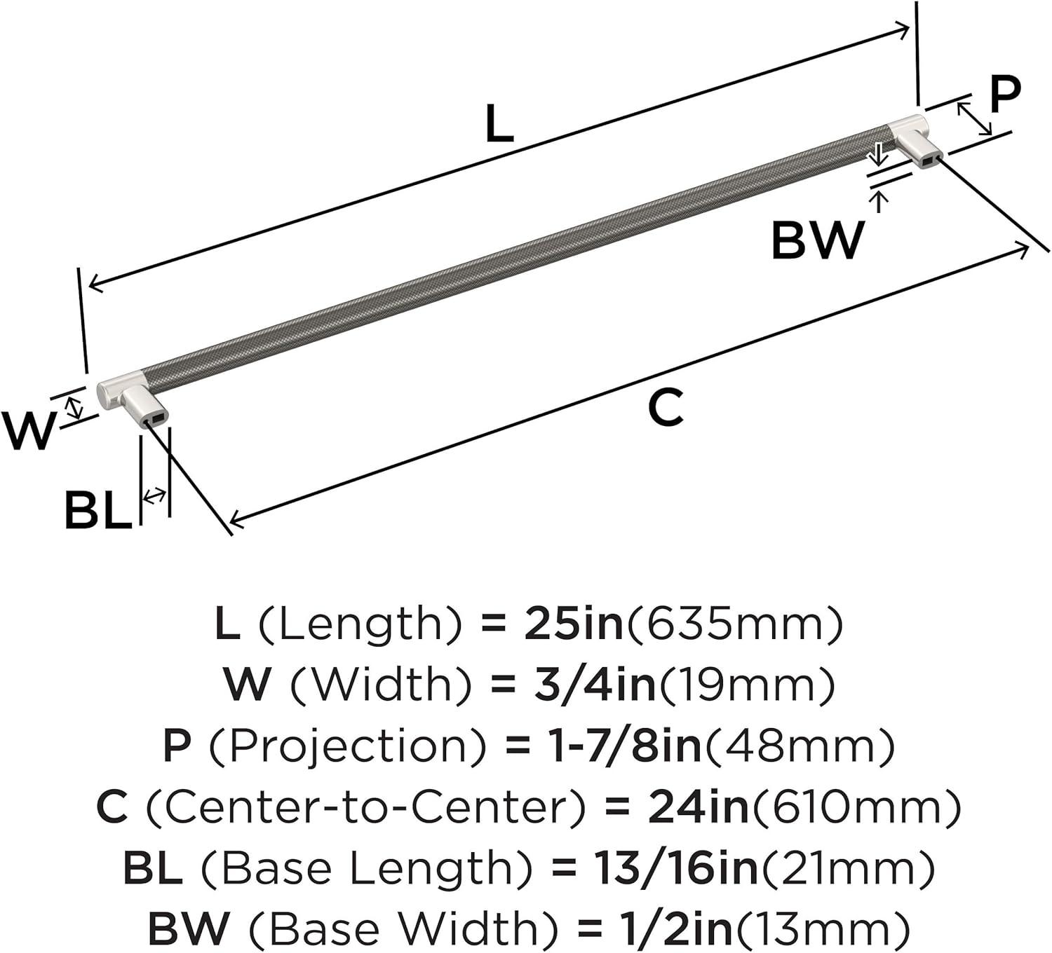 Amerock Esquire 24 inch (610mm) Center-to-Center Polished Nickel/Gunmetal Appliance Pull