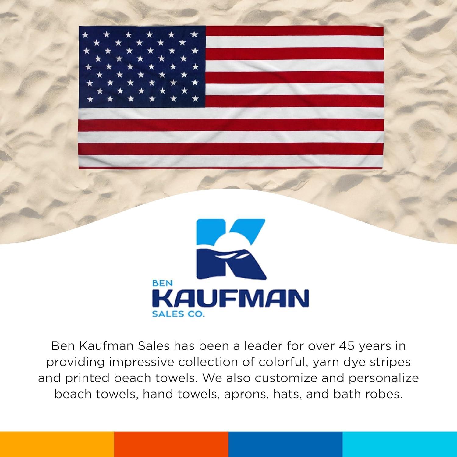 Kaufman - Printed Beach and Pool Towel Set, 100% Cotton, 30 inch x 60 inch (American Flag/100 Dollar Bill)