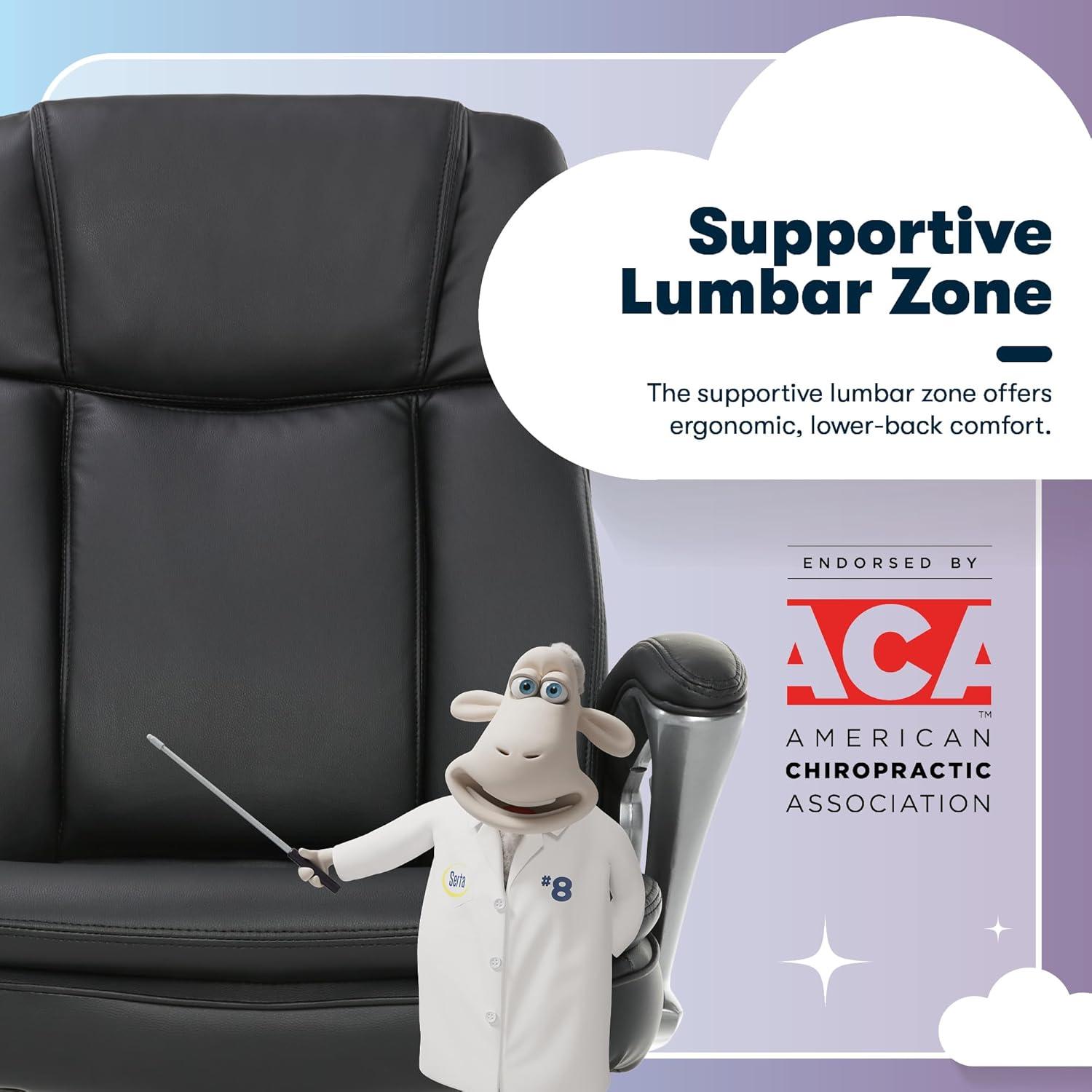 Serta Fairbanks Big and Tall High Back Executive Office and Gaming Chair with Layered Body Pillows