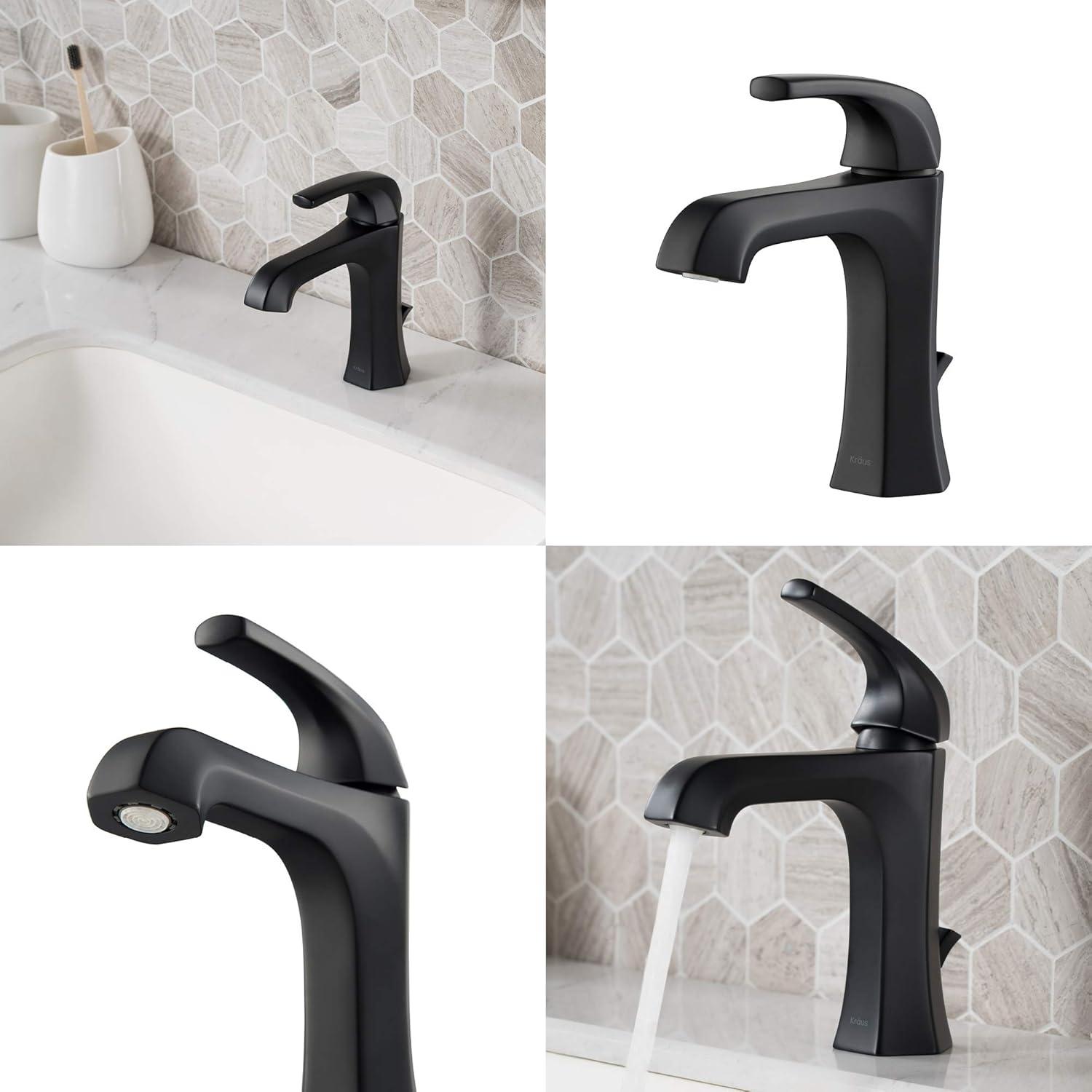 Esta Art Deco Inspired Matte Black Single Handle Bathroom Faucet