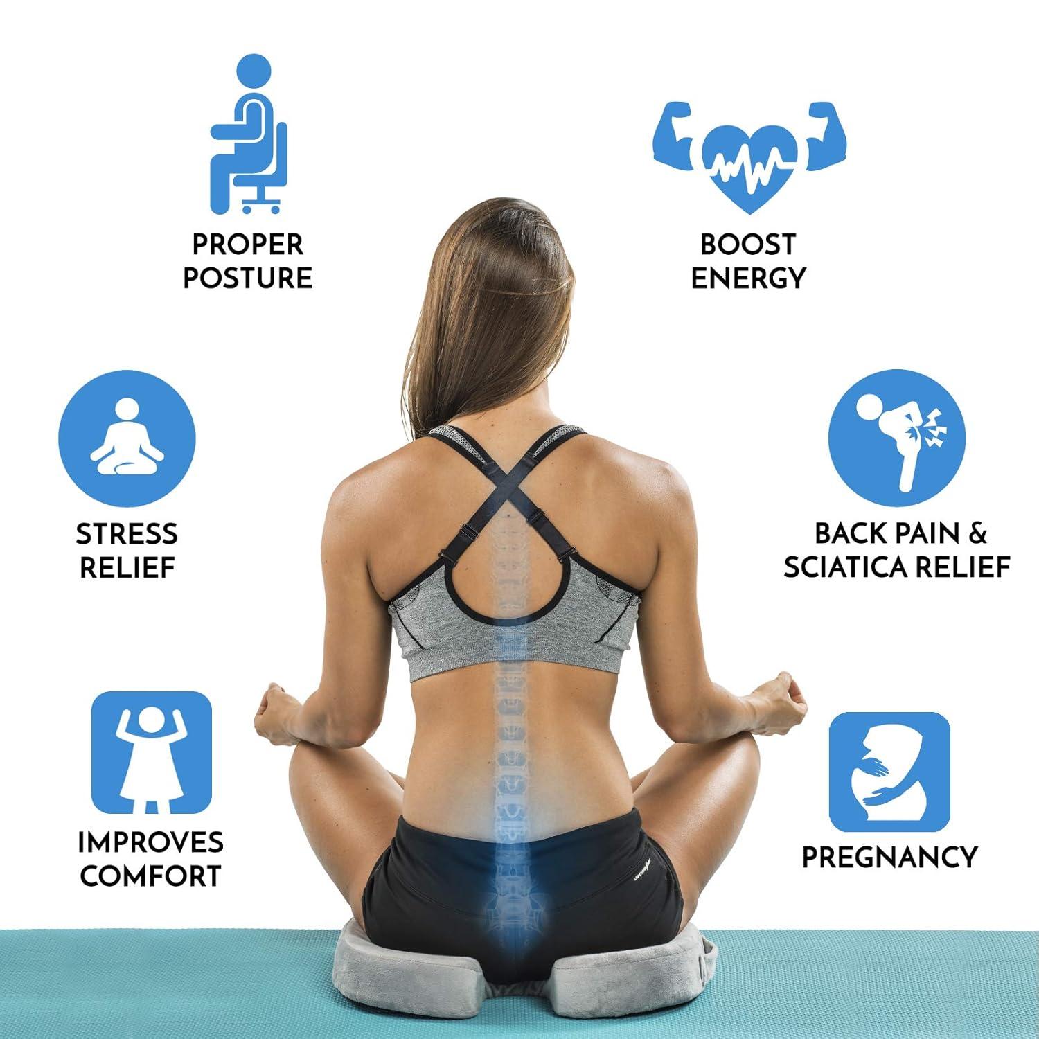 ComfiLife Premium Comfort Seat Cushion - Non-Slip Orthopedic 100% Memory Foam Coccyx Cushion for Tailbone Pain - Cushion for Office Chair Car Seat - Back Pain & Sciatica Relief (Gray)