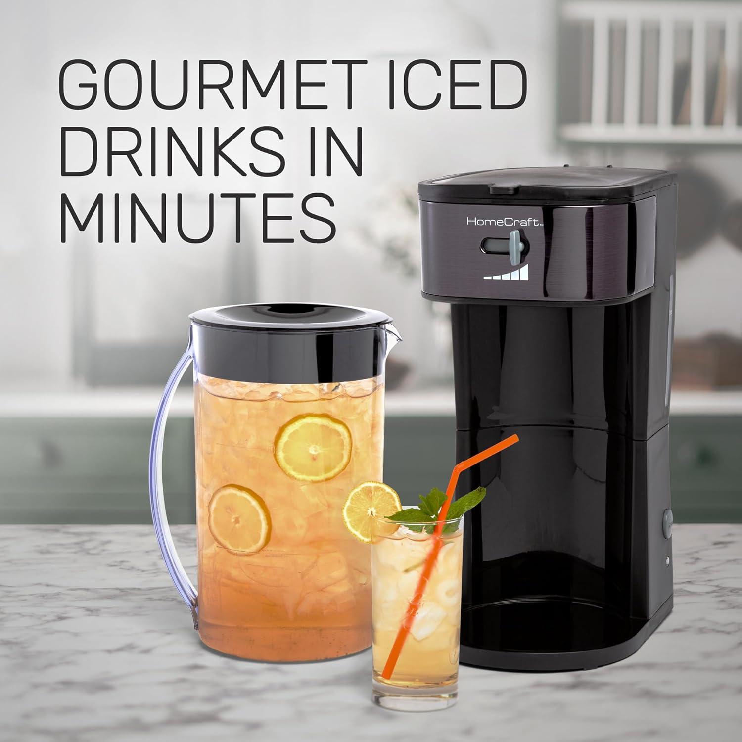HomeCraft HCIT3BS 3-Quart Black Stainless Steel Café' Ice Iced Coffee and Tea Brewing System
