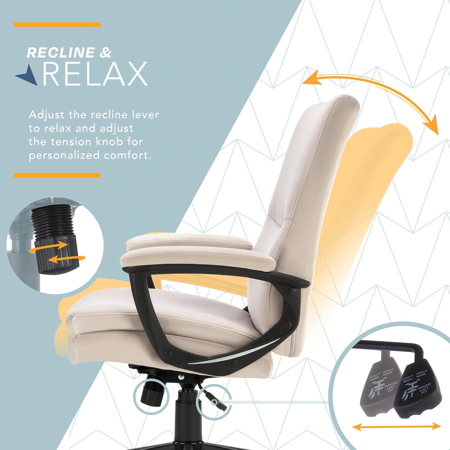 CLICK365 Click365 Classic Comfort Executive Office Chair, Ergonomic Mid-Back, Double-Layer Seat Cushion