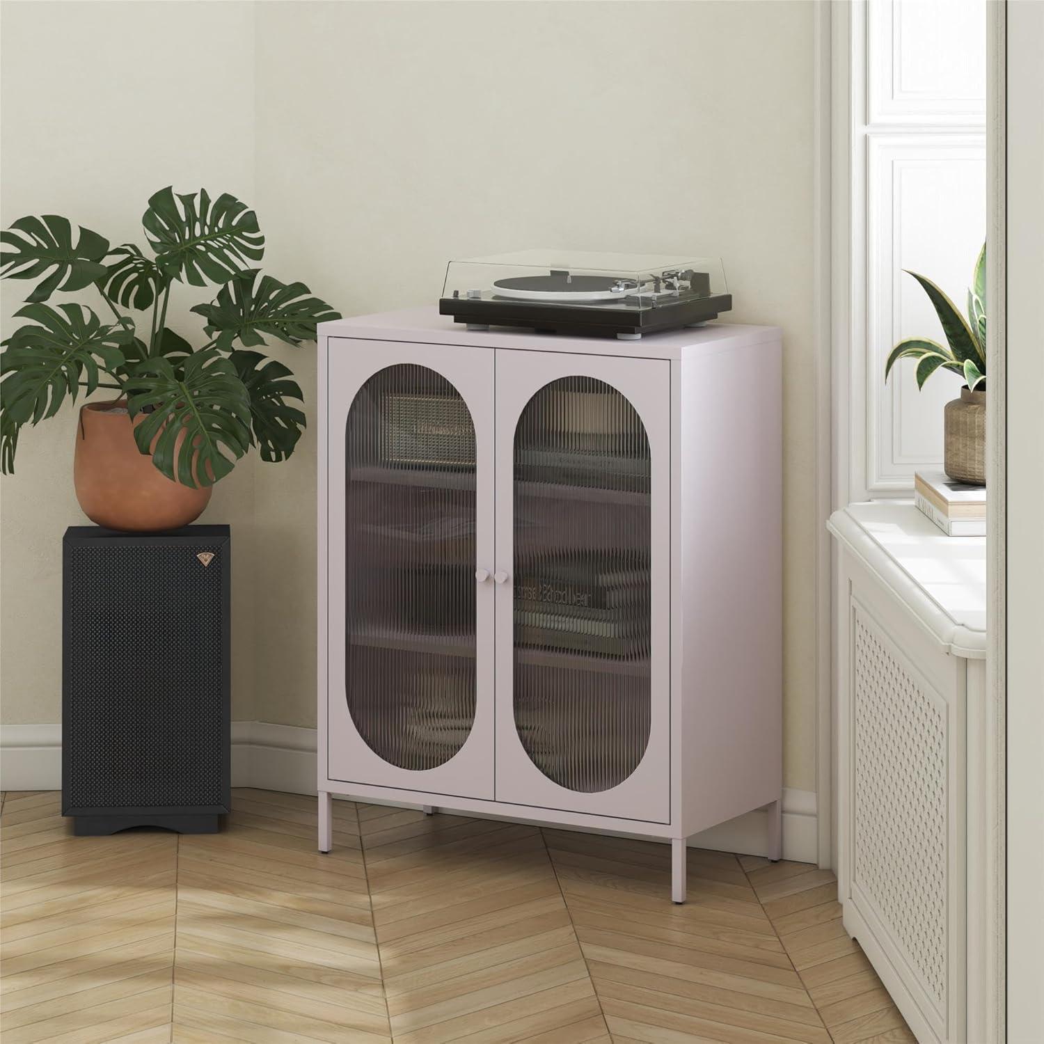 Luna 39.96'' Tall Accent Cabinet with Fluted Glass