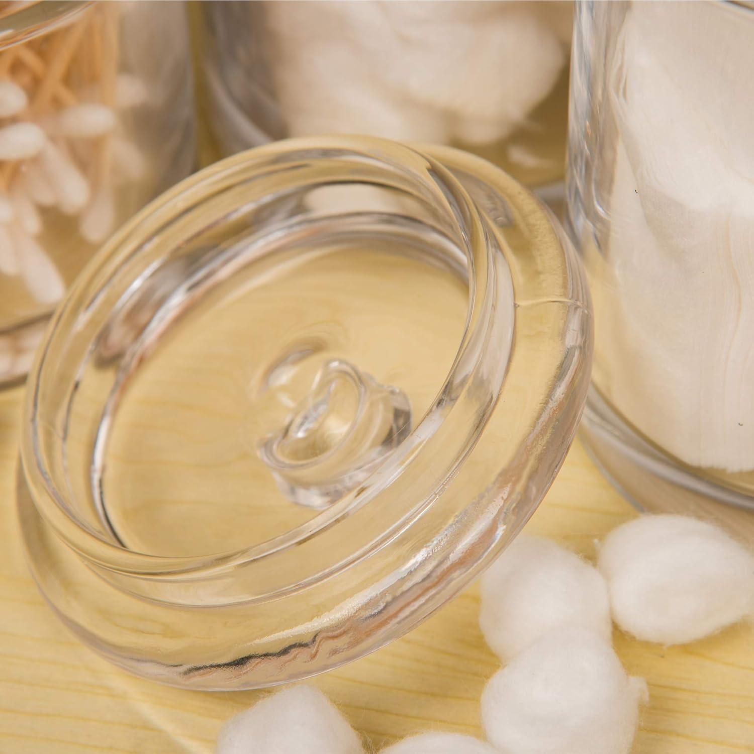 Whole Housewares | Glass Apothecary Jars (4.5 Inch) with Lids | Set of 3