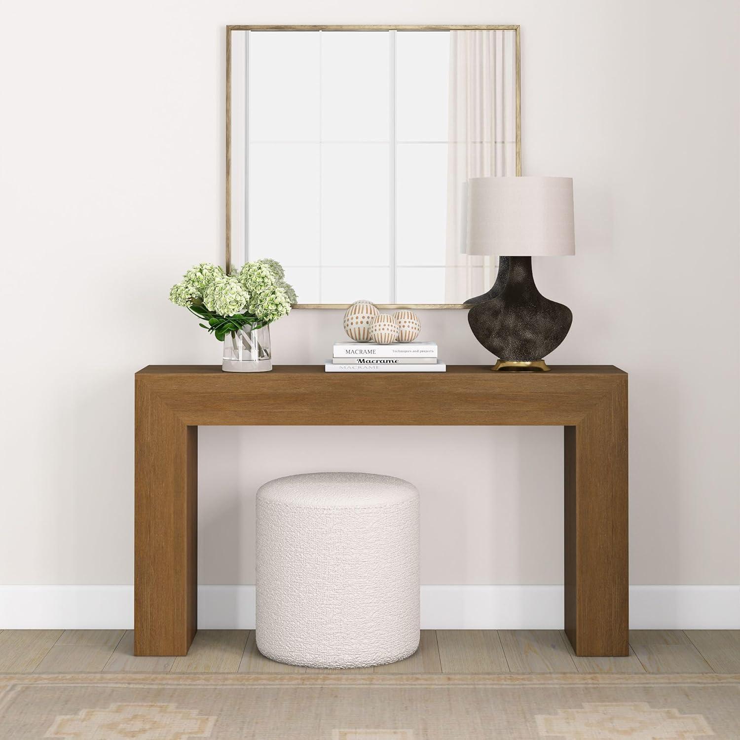 Plank+Beam Grand Console table, 56" Solid Wood Modern Sofa Table, Entryway Table for Hallway, Behind the Couch, Living Room, Foyer, Walnut Wirebrush