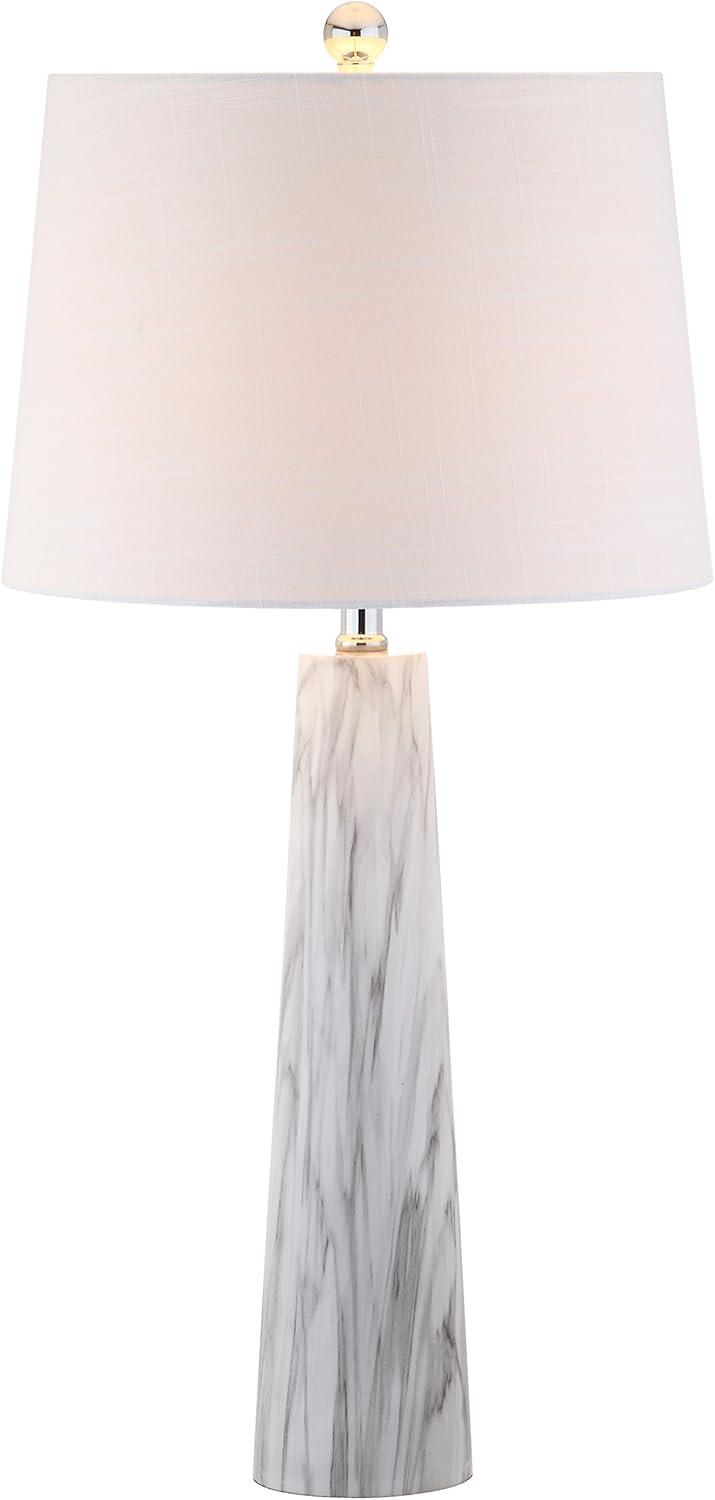 Elegant Bradley 29" White/Black Faux Marble Resin Table Lamp