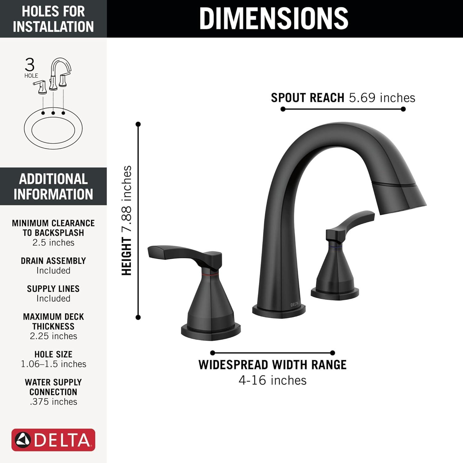 Matte Black Widespread Pull Down Bathroom Faucet with Dual Handles