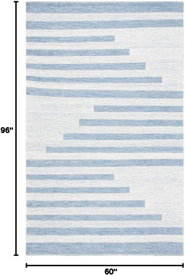 Striped Kilim STK504 Hand Woven Area Rug - Ivory/Blue - 5'x8' - Safavieh.