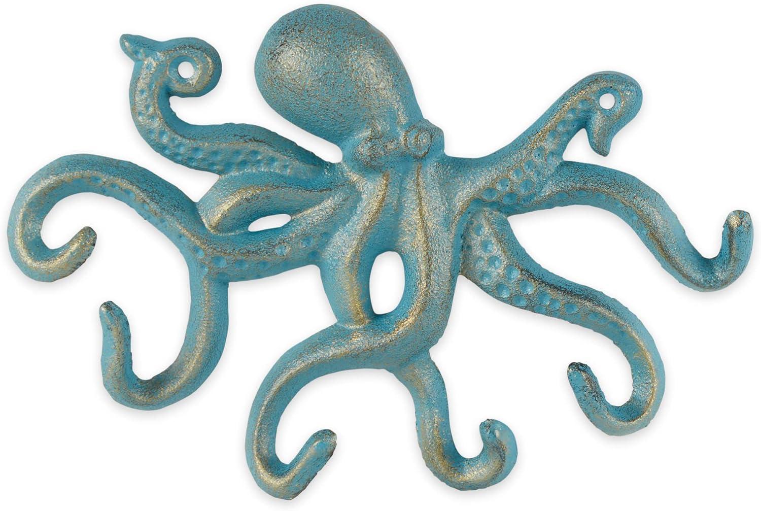 Blue Cast Iron Octopus Wall Hook