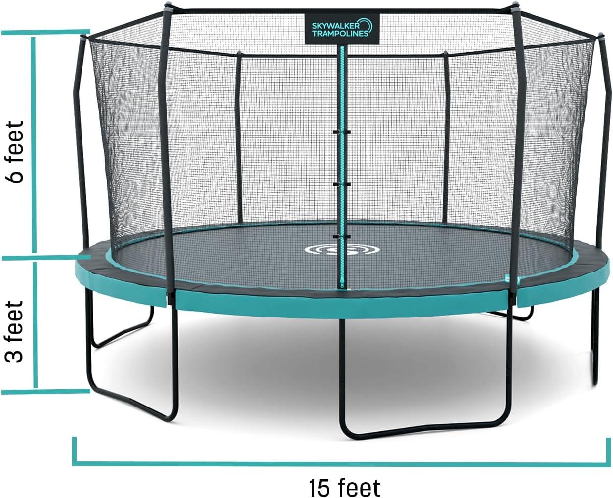 15' Black Round Trampoline with Safety Enclosure Net