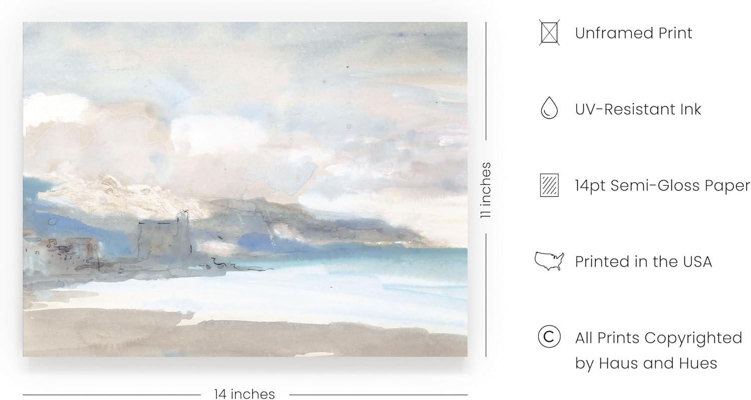 HAUS AND HUES Framed Coastal Wall Art – Bedroom and Living Room Masterpieces, Coastal Farmhouse Decor (Beige Frame, 11x14)