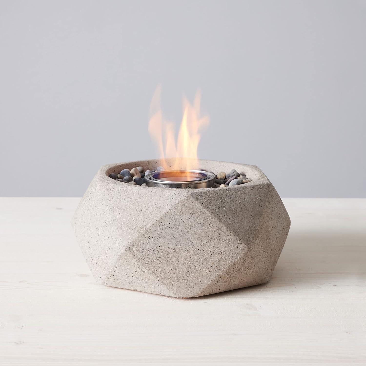 Sand Geo Tabletop Gel Fire Bowl with Cork Base