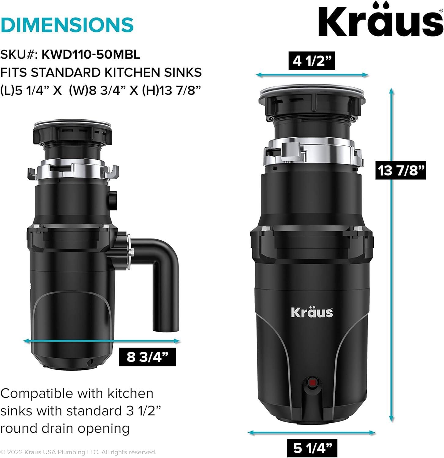 Kraus WasteGuard 1/2 HP Continuous Garbage Disposal