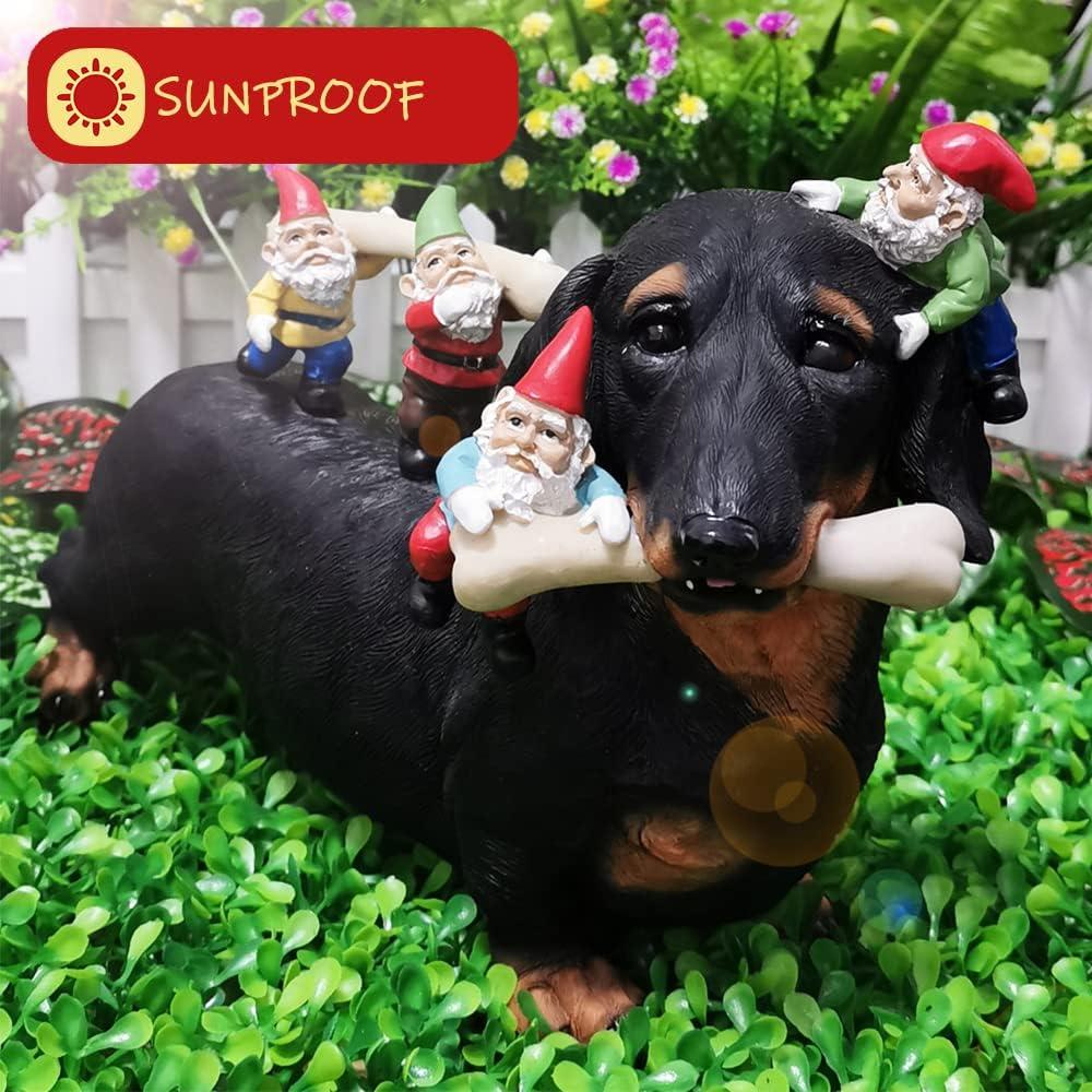 Dwarf Dachshund Dog Statue Courtyard Art Resin Statuette Decoration