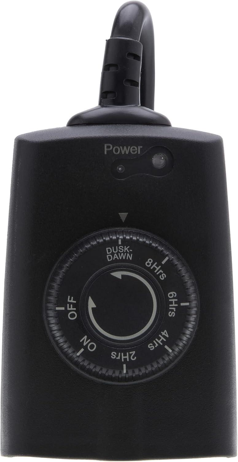 Black Outdoor Digital Plug-In Timer with Photocell Control