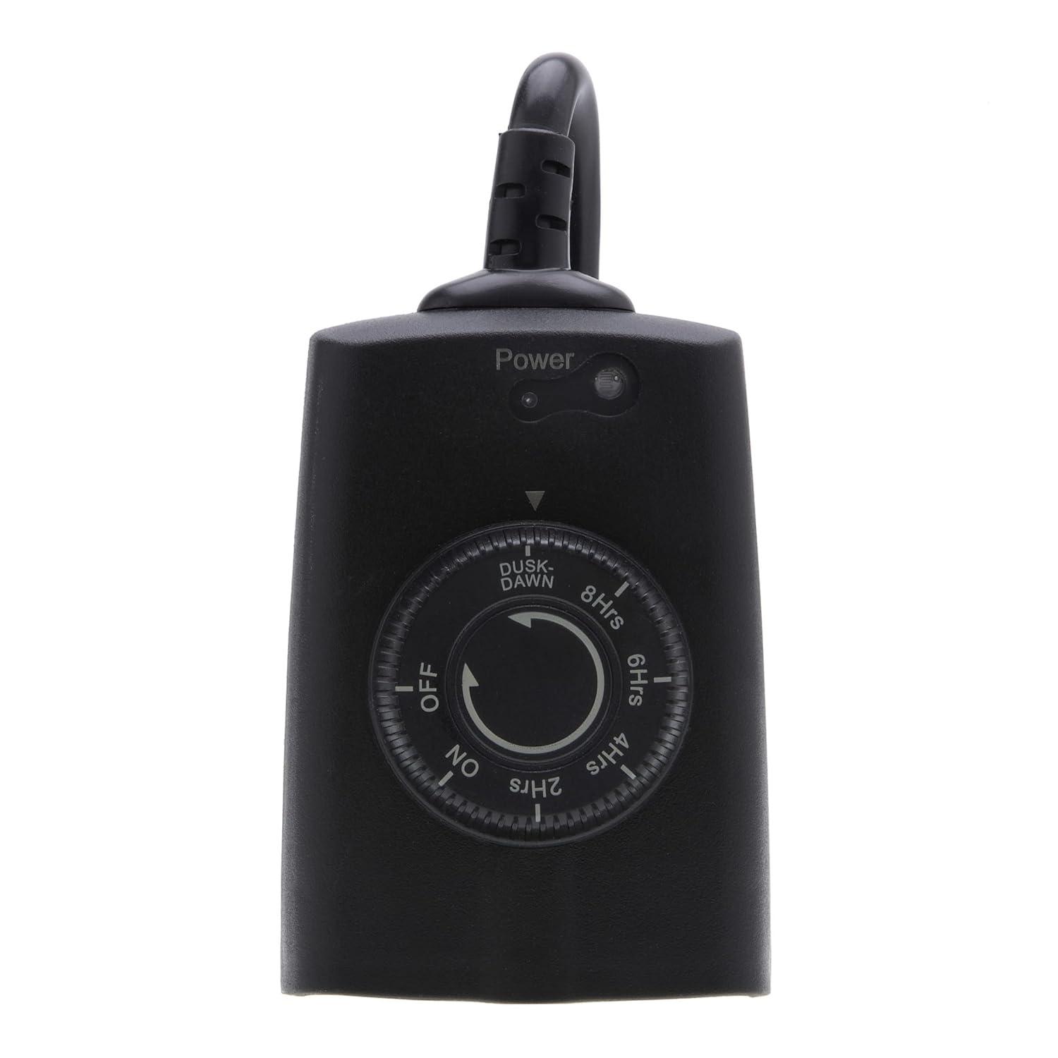 Black Outdoor Digital Plug-In Timer with Photocell Control