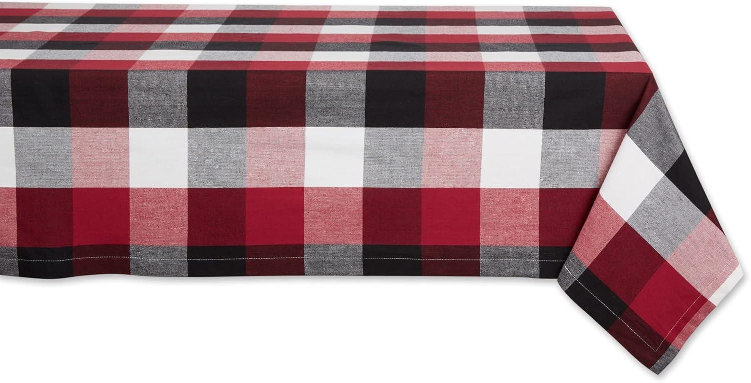 Cardinal Red and Black Checkered Cotton Square Tablecloth 52x52