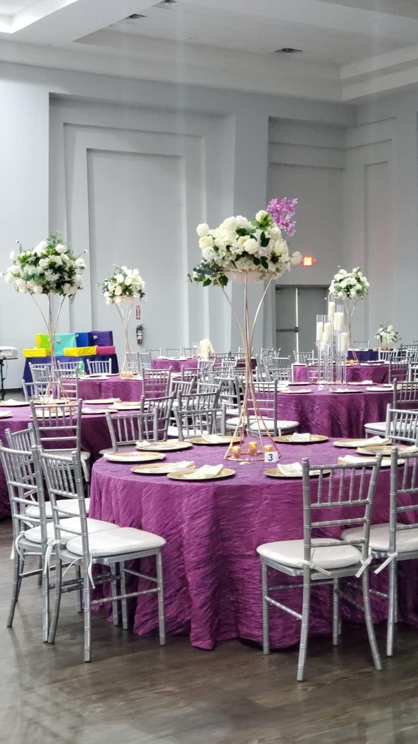 120" Round Eggplant Crinkle Taffeta Tablecloth for Events