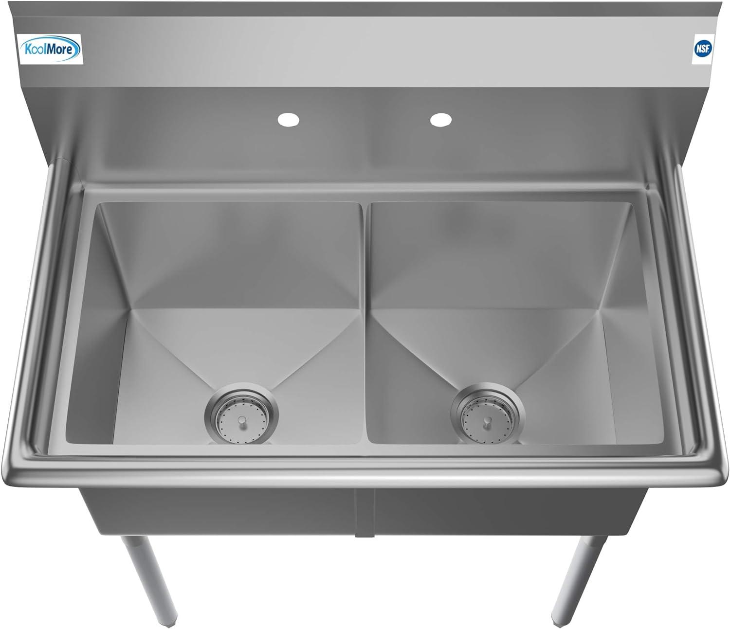 15" x 15" Stainless Steel Double Compartment Utility Sink