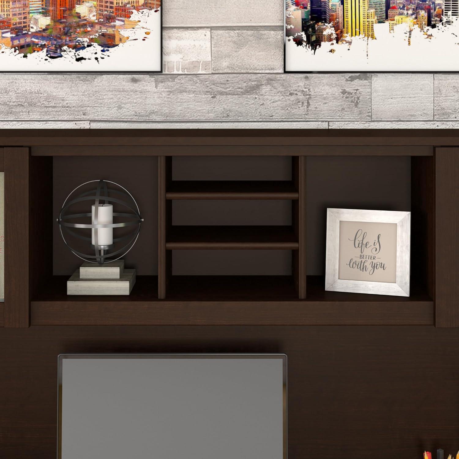 Bush Furniture Somerset 72W Wood Office Desk with Hutch in Mocha Cherry