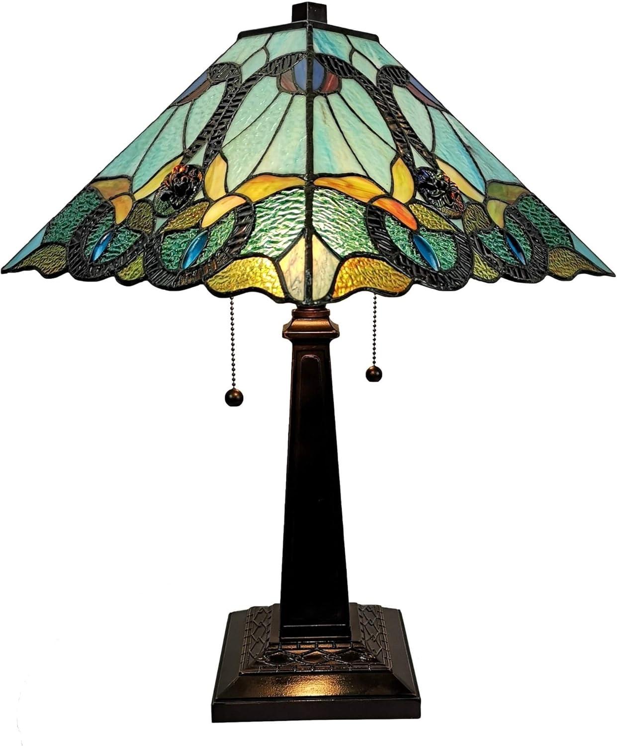 Amora Lighting  23 in. High Tiffany Style Floral Mission Table Lamp