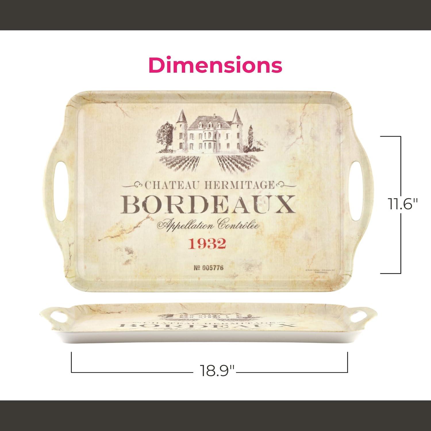 Pimpernel Pimpernel Vin De France Large Melamine Hndld Tray 18.9 X11.6"