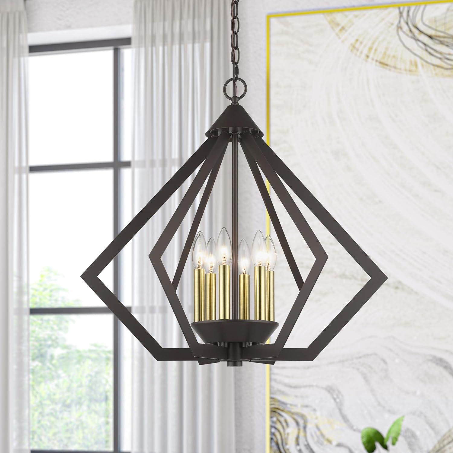 Livex Lighting Prism 6 - Light Chandelier in  Antique Brass