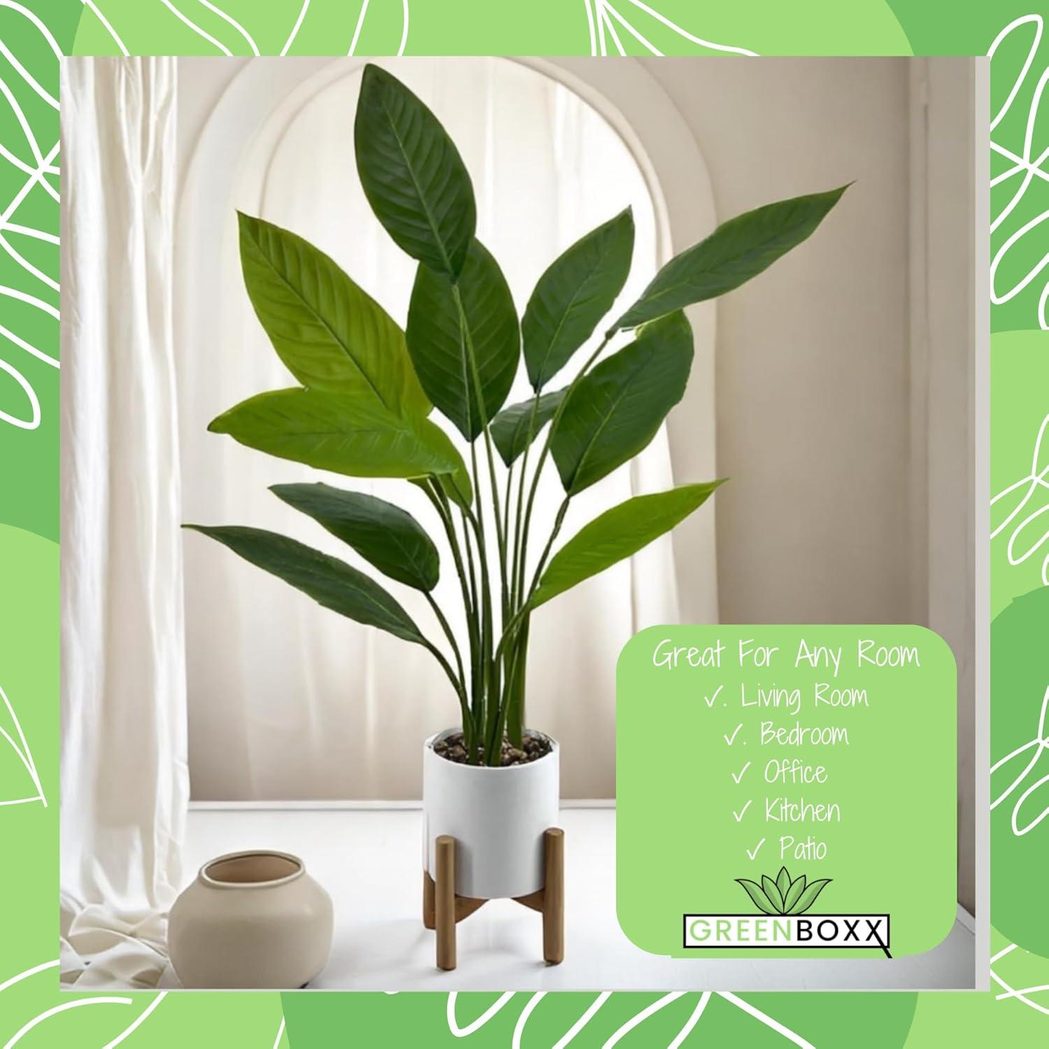 Primrue Bird Of Paradise Artificial Plant Fake Tree Fake Banana Leaf Plant Tropical Palm Trees Potted Plants, Home Indoor Modern Decor Natural Decoration, Large Realistic Leaves,(Green)