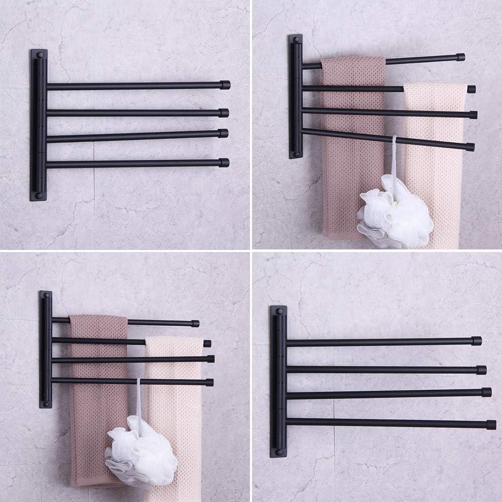 Matte Black Stainless Steel 4-Arm Swivel Towel Bar