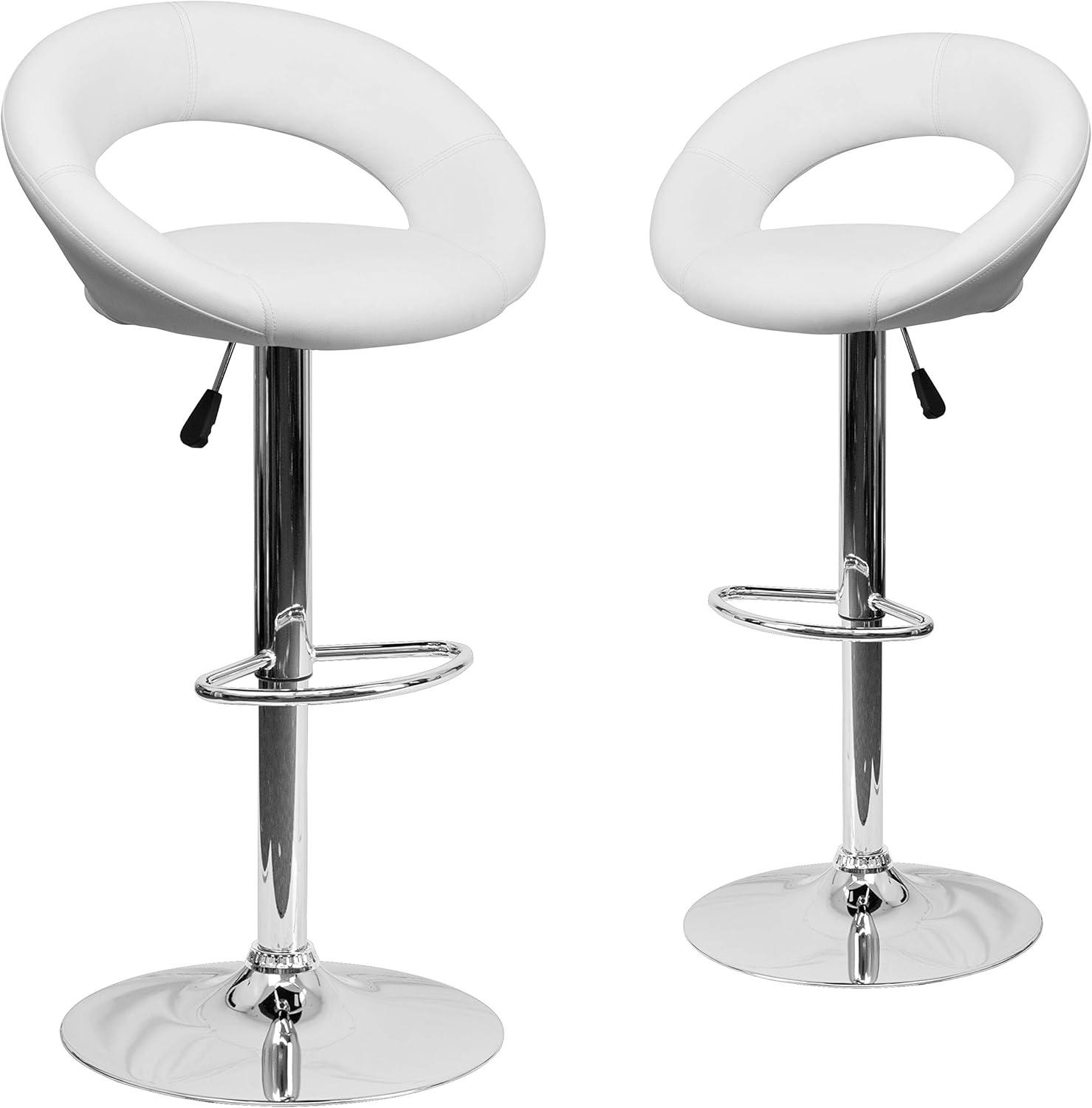 Flash Furniture Contemporary Vinyl Rounded Orbit-Style Back Adjustable Height Barstool with Chrome Base