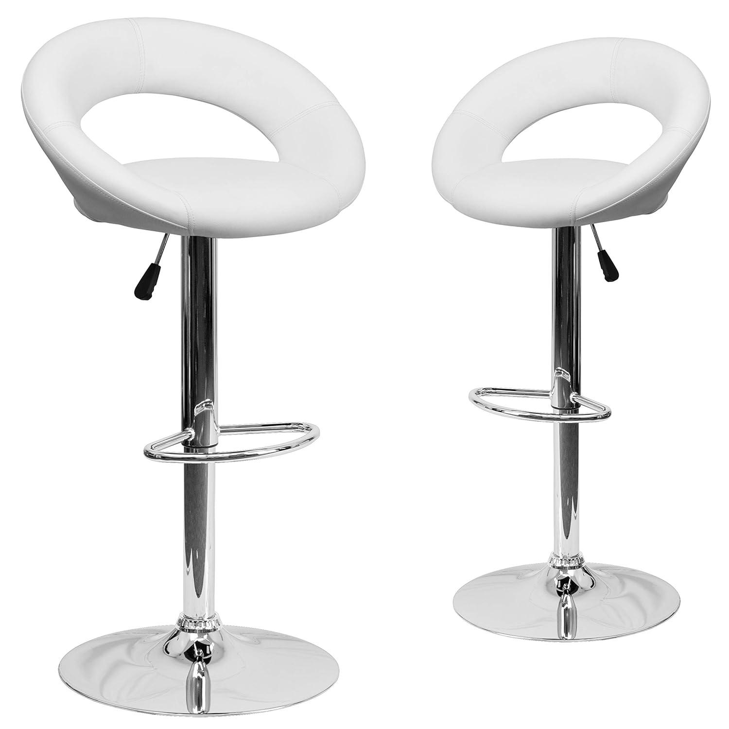 Flash Furniture Contemporary Vinyl Rounded Orbit-Style Back Adjustable Height Barstool with Chrome Base