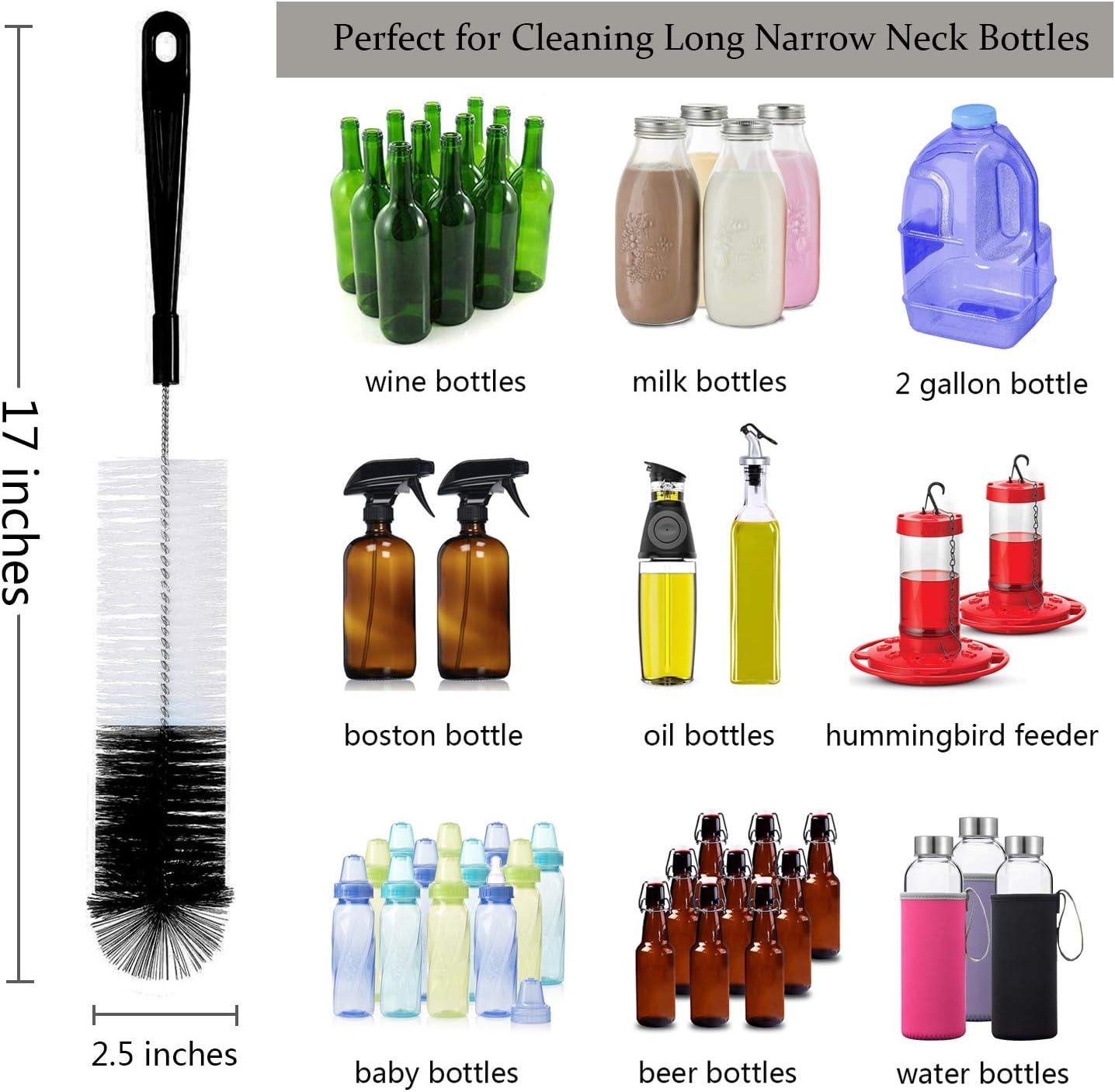 ZOUYUE 8 Pcs Bottle Cleaning Brush Set Long Handle Black Bottle Cleaner Sturdy Food Grade for Cleaning Baby Bottles Sports Water Bottles Flask
